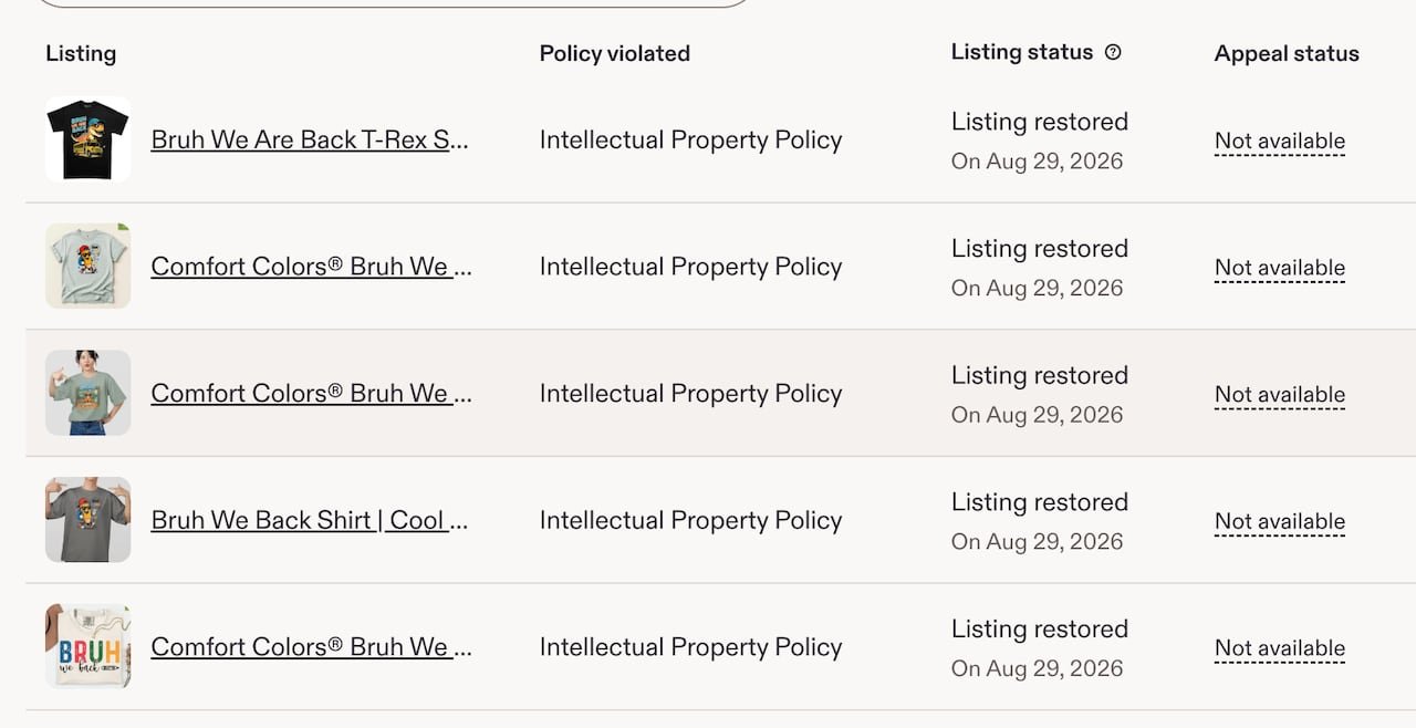 default-510 a screenshot of T-shirt listings taken down by etsy